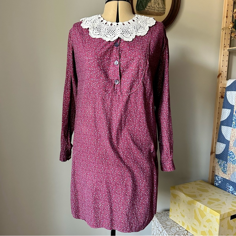 Vintage 1970s Prairie-style shirt dress